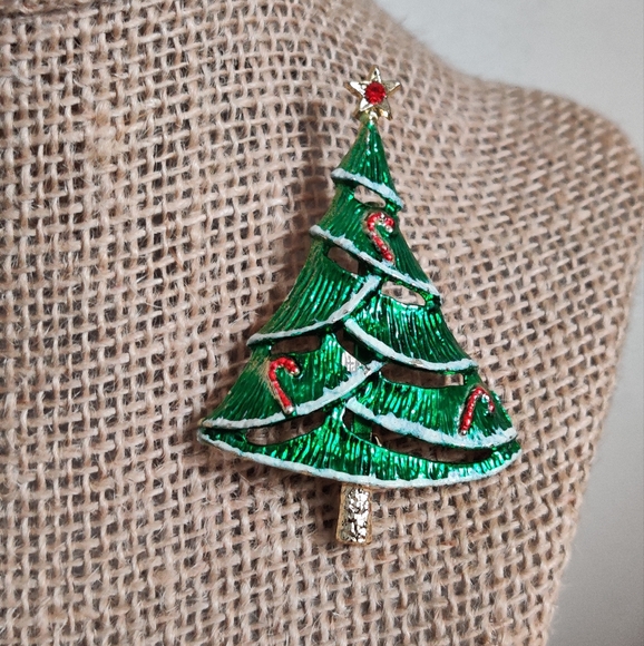 Vintage Christmas Tree Brooch Signed Beatrix - Picture 2 of 10